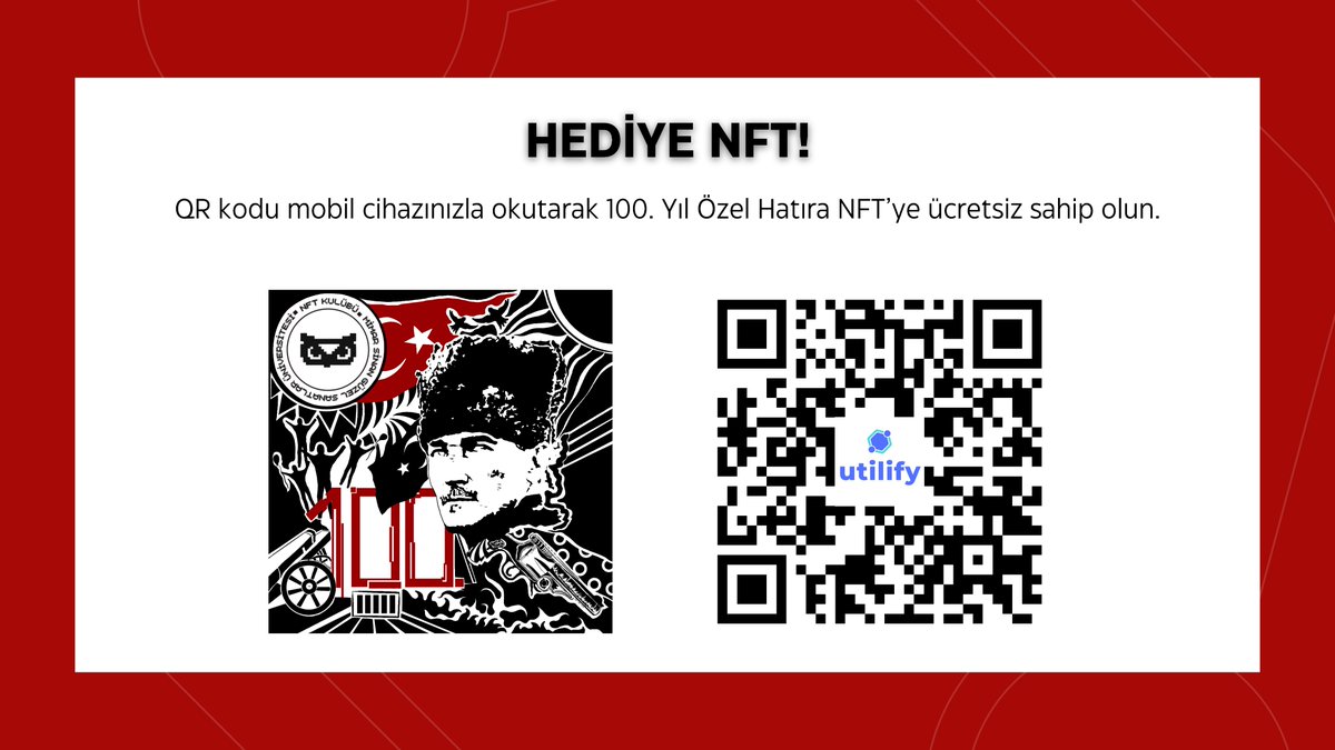 Cumhuriyetimizin 100. Yılı kutlu olsun ! 🇹🇷

MSGSÜ NFT Kulübü olarak tasarlamış olduğumuz Hatıra NFT'lerine duyulan ilgiye ve emeği geçen herkese teşekkür ederiz. ❤️

Bize  destekleri  için <a href="/utilifyxyz/">Utilify Labs</a>‘a  teşekkür  ederiz.  ❤️