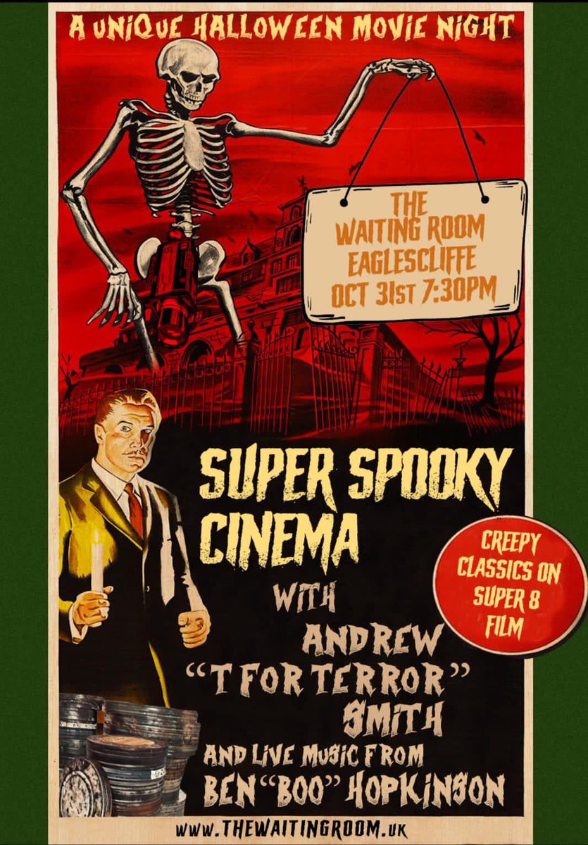 One final plug for tonight’s fun at The Waiting Room. Antique film projected with live music from Ben Hopkinson and all with a haunted twist - thewaitingroom.uk/events/super-s…