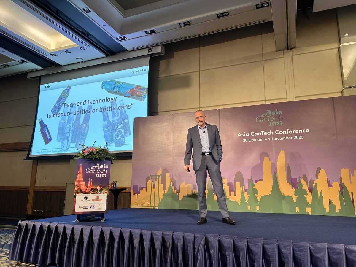 Ulrich Gellings, sales director at Mall + Herlan, focuses on back-end technology for the production of bottle cans. #AsiaCanTech2023 #metalpackaging #conference