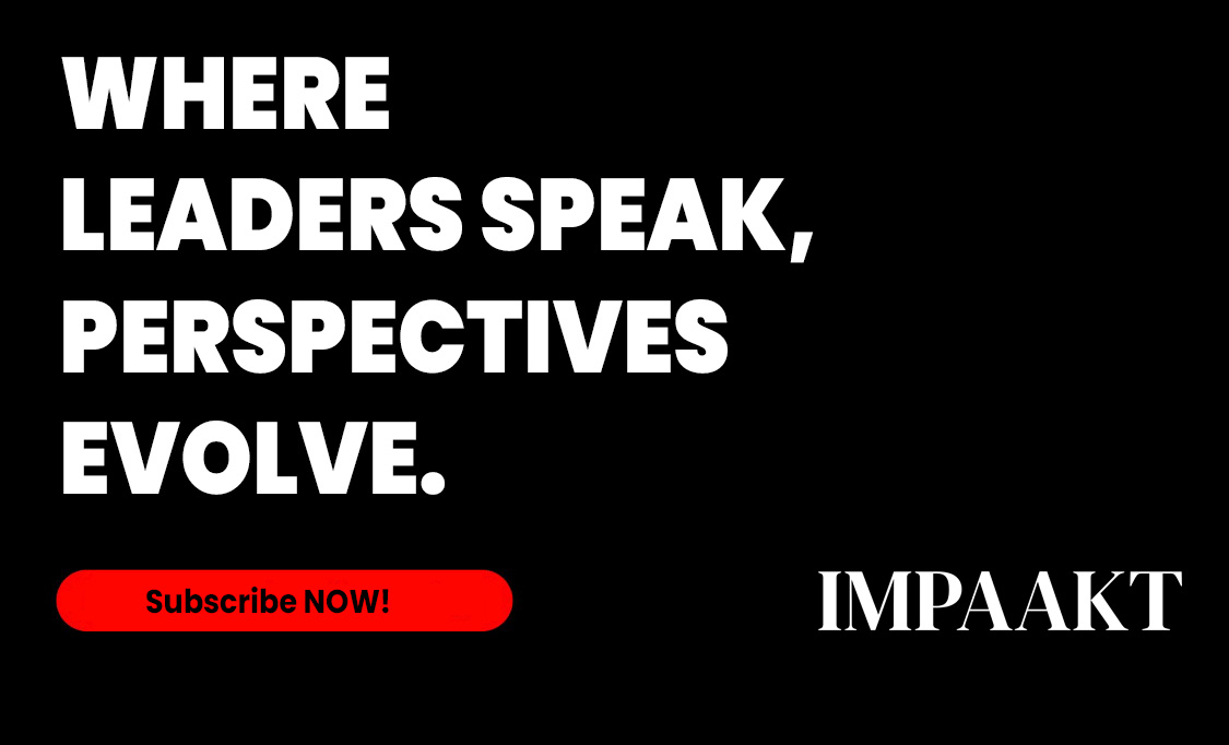 Leaders, what's your perspective?

At IMPAAKT, we're opening meaningful dialogues around the hottest topics in the business world.

Subscribe to us and don't just be the audience, but also the VOICE OF CHANGE!
Subscribe Now - rb.gy/qxnqe

#LeadershipInsights #IMPAAKT