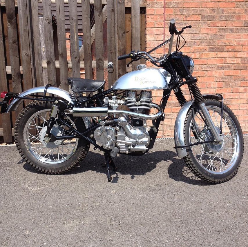 Iron barrel bikes always look good with a trials kit fitted. #Bullet #Bullet350 #RoyalEnfield #adventure  #classic #old #vintage #royalenfieldbeasts #riding #photoshoot #ridepure #england #india #bangalore #delhi #mumbai #madelikeagun #offroad #fun #bulletlovers #trialsbike