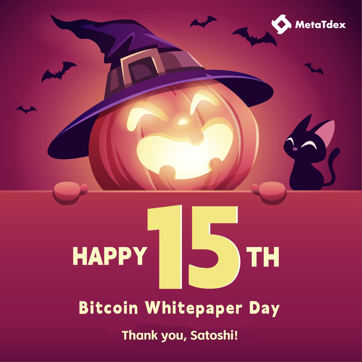 MetaTdex's tweet image. 🥳Happy 15th anniversary to #bitcoin Whitepaper! Thank you Satoshi. Happy Anniversary to the birth of Bitcoin! 

#BitcoinAnniversary #15YearsOfBitcoin #BTC #Metatdex