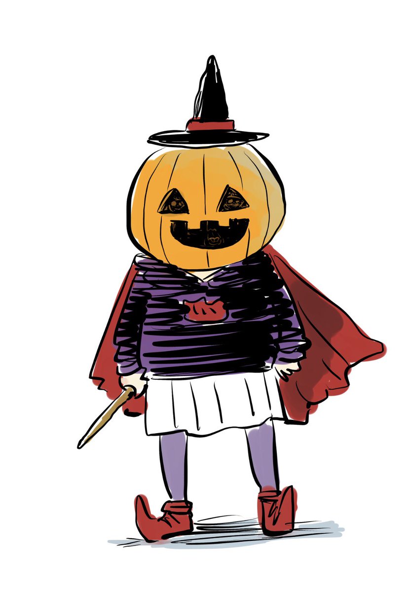 1girl solo witch hat hat jack-o'-lantern halloween skirt  illustration images