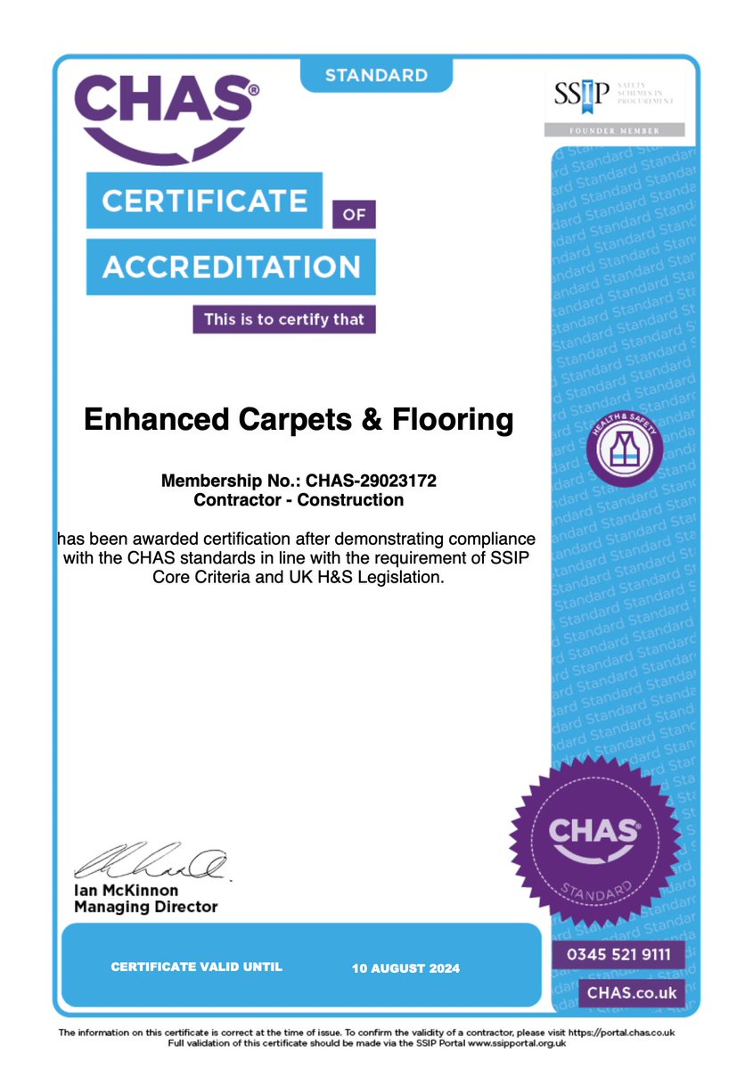 enhancedfloors's tweet photo. Exciting news! We're officially CHAS registered 🎉 

#CHASregistered https://t.co/6lRIClJTto