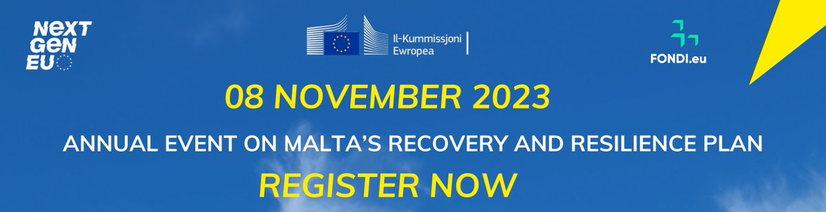The Recovery &amp; Resilience Plan in #Malta 🇲🇹 Achievements &amp; Challenges - <a href="/ECRepMalta/">EU Commission Malta</a> with <a href="/Fondi_eu/">Fondi.eu</a>. 

Focus on the energy transition towards #renewables, #skills, access to 🇪🇺 financing for #SMEs 8/11/23; Museum of Archaeology, #Valletta. Register → forms.gle/37Zj9n6TrL6b3s…