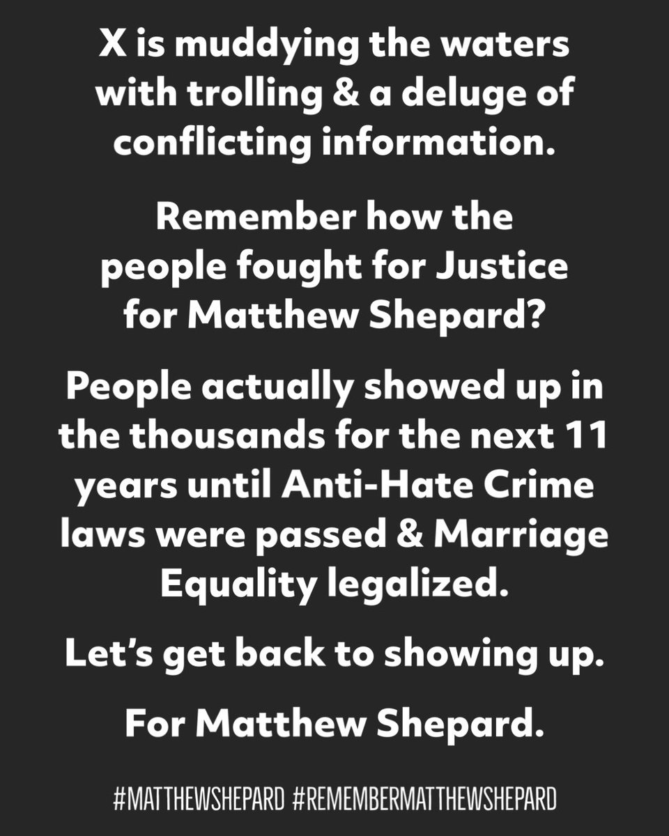 Let’s get back to showing up👇🏳️‍🌈🏳️‍⚧️ 
#VoteBlueToProtectYourRights #VoteBlueEveryElection 
#MatthewShepard
#RememberMatthewShepard
