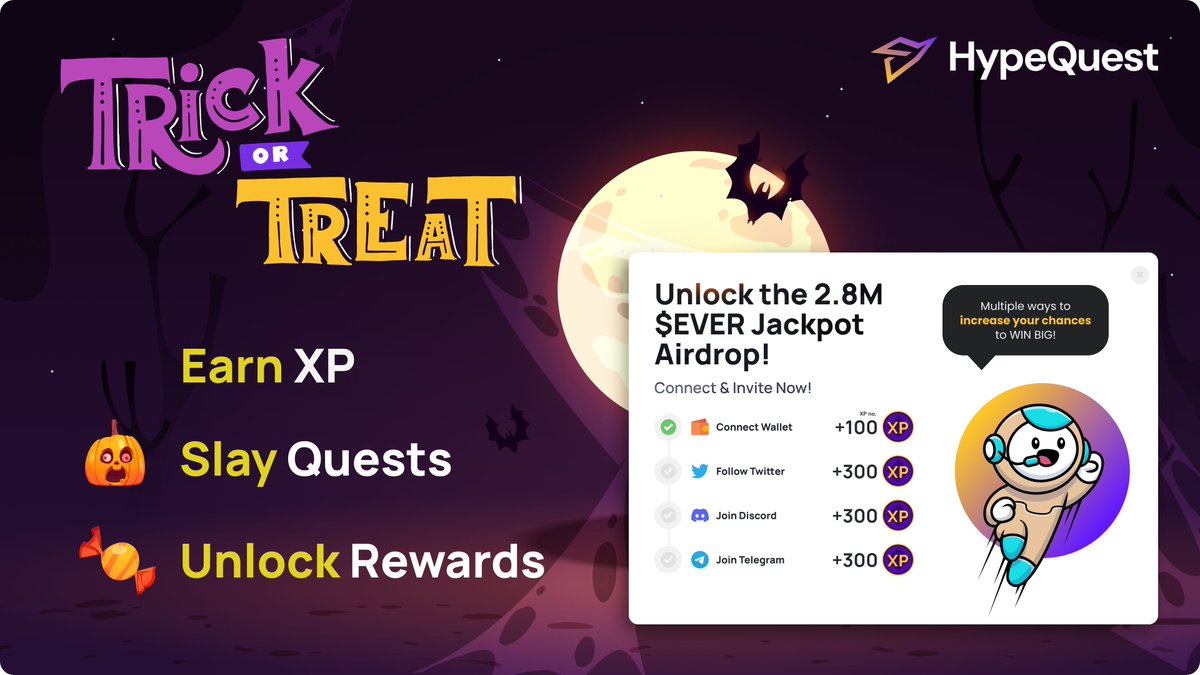 👻 Get spooked with #Hypequest this Halloween!

Trick or treat?🕸️ How about a gamified treat with Hypequest!   

Earn XP, slay quests, and unlock thrilling rewards🔓