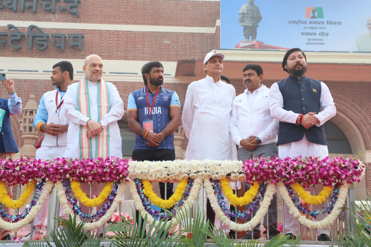 deepakpunia86's tweet photo. It was a great honor to be part of #RunForUnity at the National Stadium in New Delhi in presence of Shri Amit Shah Sir and Shri Anurag Thakur Sir https://t.co/qNYnZ3CoNI