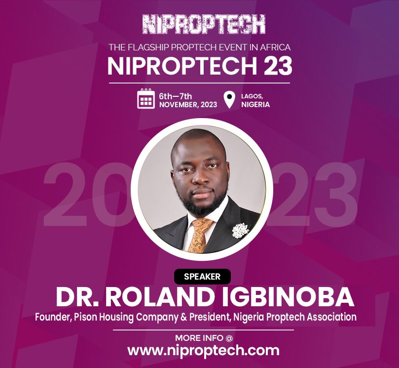 NIPROPTECH's tweet image. Speaker announcement 📢
Register now to hear from @rigbinoba Founder @Proptech54 & President @proptech_ng
Theme: Enabling #Proptech Adoption In Africa.
🗓️ 6th—7th November 2023
📍 Four Points by Sheraton, Lagos Nigeria
Register now to attend
🔗 niproptech.com