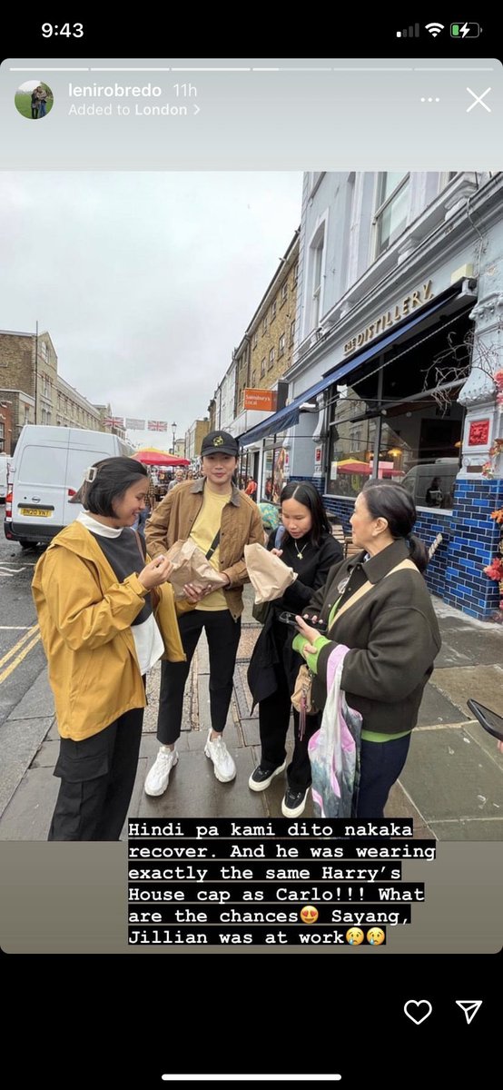 HarryPromoPH's tweet photo. The former Vice President of the Philippines bumped into Harry Styles in London as shared on her recent Instagram stories! 

Thank you for respecting his privacy @lenirobredo 🤍 https://t.co/9KcoqAKgEx