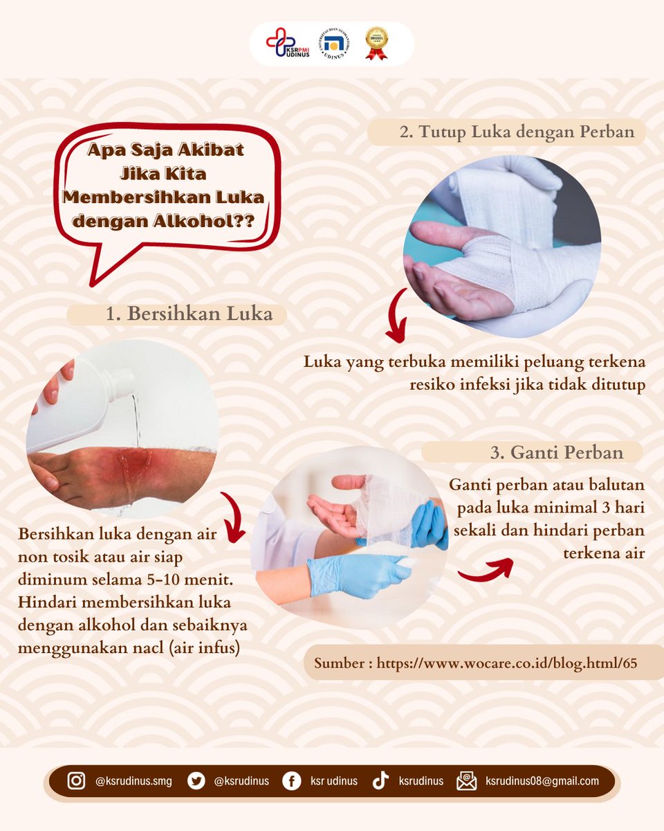 Siamo

KSR EDU kali ini membahas tentang penggunaan alkohol pada luka. Alkohol adalah salah satu bahan untuk antiseptic, disinfektan, dan hand sanitizer. Alkohol akan melakukan denaturasi dengan memecah protein pada kuman.  Apakah aman menggunakan alkohol pada luka? Yukk simak!!!