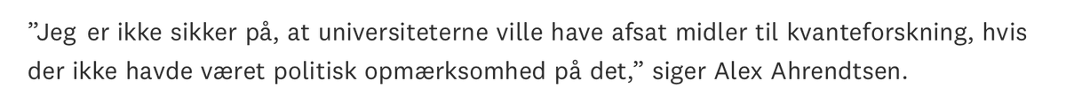 UltraPedel's tweet image. Alle ved, at kvantefysikken aldrig ville have nået sit nuværende niveau, hvis ikke DF og verdens politikere havde fastholdt op igennem det tyvende århundrede, at det var et vigtigt emne. Godt, at de har fået trukket forskerne til kvantetruget. #dkforsk