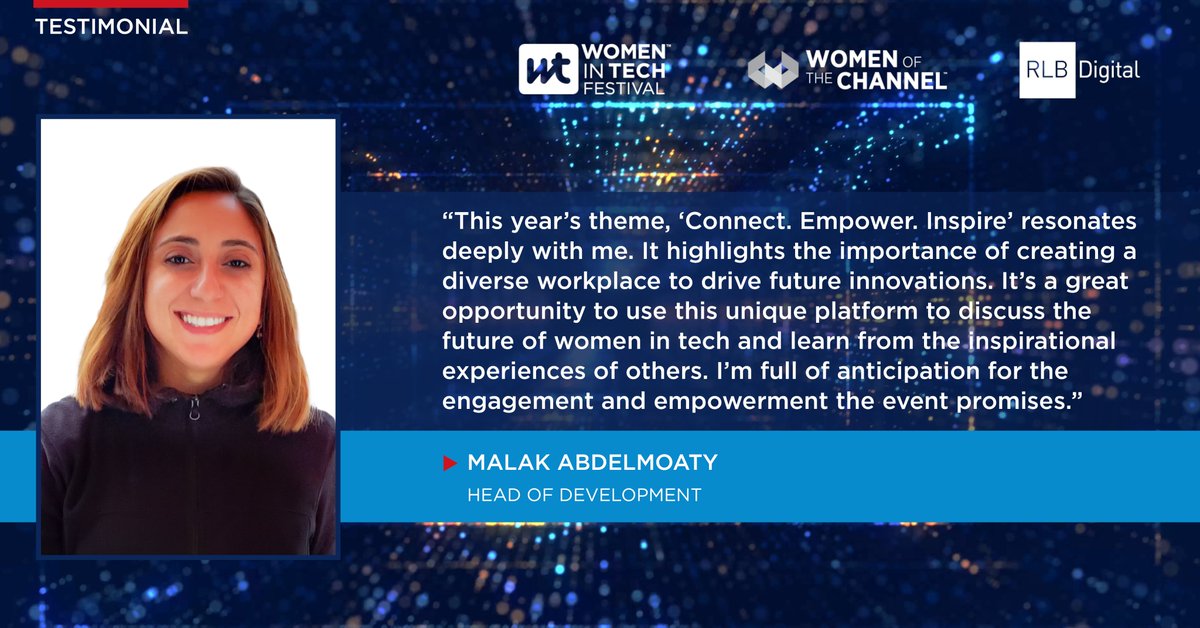 RLB UK (@rlb_uk) on Twitter photo The <a href="/WomeninTechFest/">Women and Diversity in Tech and Channel Festival</a> will foster diversity and empower women in #technology, with an emphasis on leadership roles and #innovation in the industry.
Head of Development, Malak Abdelmoaty and Digital Business Manager, Jennifer Armitage will be attending the event. The <a href="/WomeninTechFest/">Women and Diversity in Tech and Channel Festival</a> will foster diversity and empower women in #technology, with an emphasis on leadership roles and #innovation in the industry.
Head of Development, Malak Abdelmoaty and Digital Business Manager, Jennifer Armitage will be attending the event.