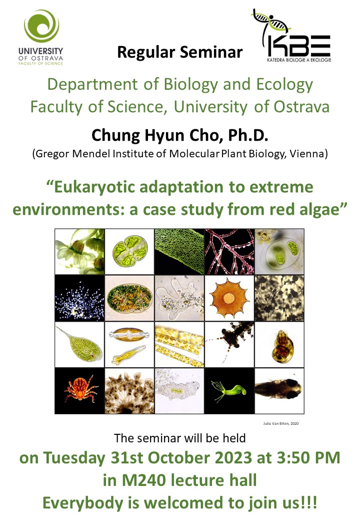 Jiří Pergner 🇺🇦 (@jiripergner) on Twitter photo The guest of today´s seminar of the Department of Biology and Ecology <a href="/Prf_Ostravska/">Prf_Ostravska</a> <a href="/Ostravska_Uni/">Ostravská univerzita</a> is <a href="/chc_evobio/">Chung Hyun CHO</a> from <a href="/gmivienna/">GMI Vienna gmivienna.bsky.social</a>. The topic will be eukaryotic adaptation to extreme environments using red algae as case study. Everybody is invite to join us. The guest of today´s seminar of the Department of Biology and Ecology <a href="/Prf_Ostravska/">Prf_Ostravska</a> <a href="/Ostravska_Uni/">Ostravská univerzita</a> is <a href="/chc_evobio/">Chung Hyun CHO</a> from <a href="/gmivienna/">GMI Vienna gmivienna.bsky.social</a>. The topic will be eukaryotic adaptation to extreme environments using red algae as case study. Everybody is invite to join us.