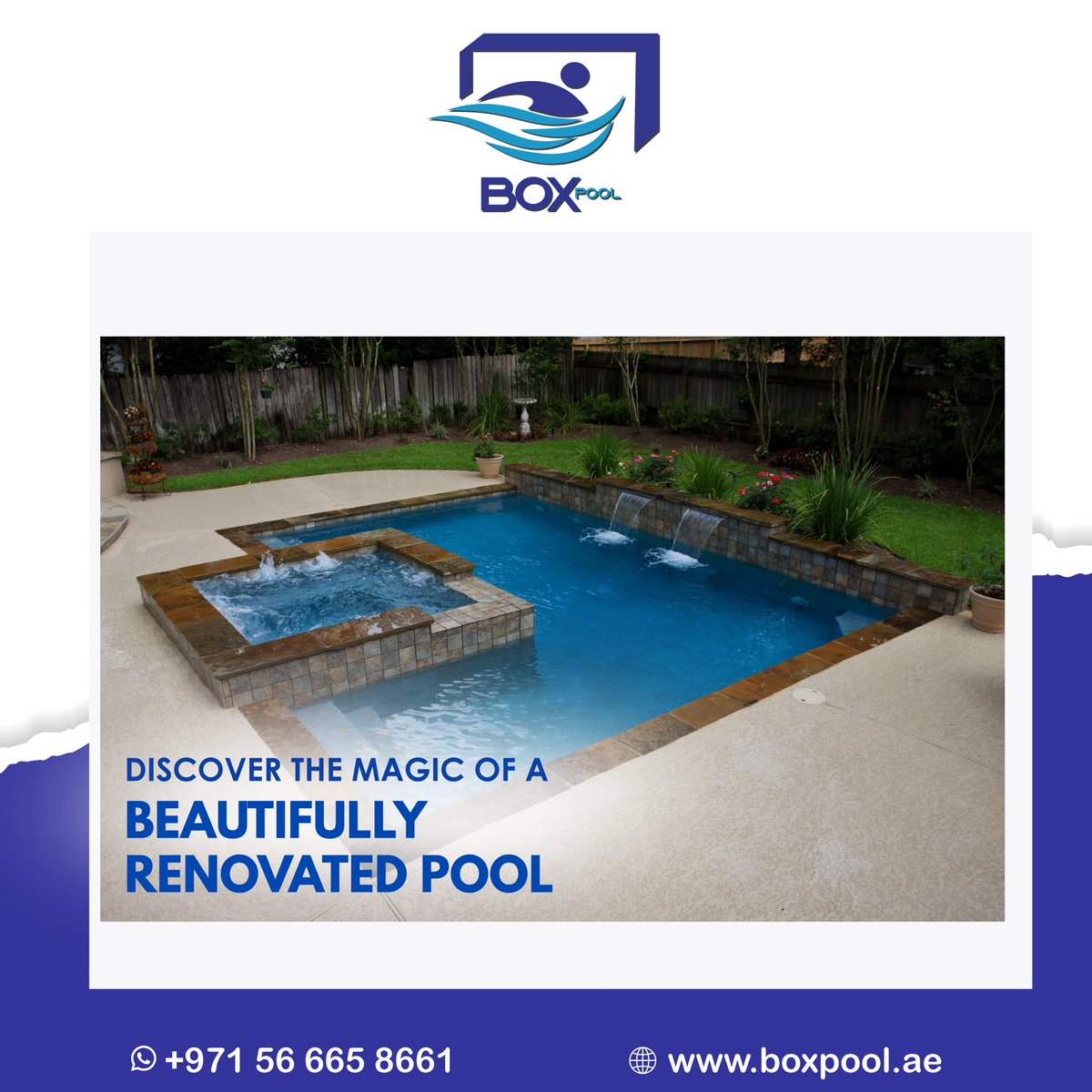 'Dive into luxury with our pool renovation service! 🏊✨ Experience the enchantment of a beautifully refurbished pool. Say goodbye to old and hello to extraordinary! 💦

Our team is here to help! 
Contact us at +971 56 665 8661 

#SwimmingPools #PoolRenovation #Dubai #LuxuryPools