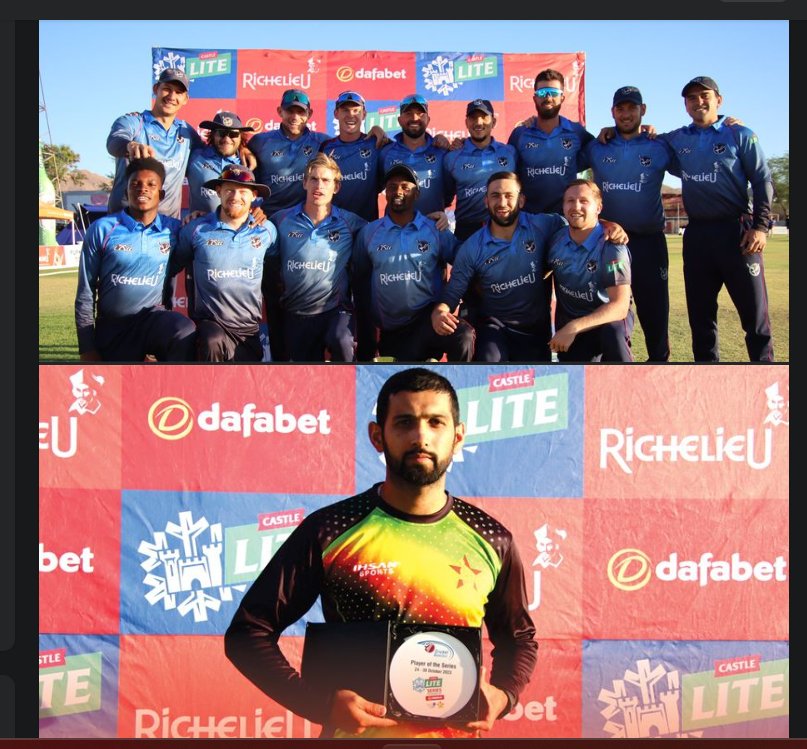 #Namibia 🇳🇦 beat #Zimbabwe 🇿🇼
5 Match #T20I Series 3-2 (24-30 Oct, Windhoek) 🏏

Player of the Series - #SikandarRaza (5 Match, 177 Runs & 4 Wickets)

#NAMvZIM #CricketTwitter #T20 #Cricket #CricketNews