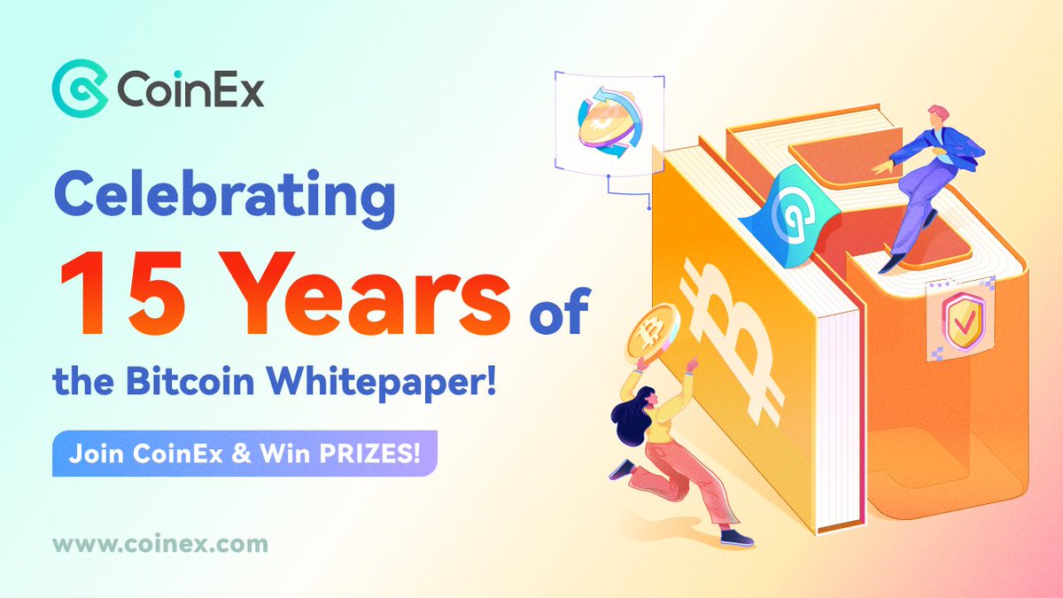 💰3,000 $CET Giveaway! 💰 In celebration of the 15th anniversary of the #bitcoin  whitepaper's release, we're rewarding our community with $CET. It's easy to participate:
1. Follow us
2. Retweet this post &amp; tag 3 friends.

#CoinEx #BTC $BTC