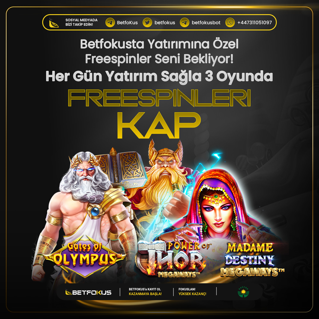 🔥BETFOKUS'TA  7/24  FREESPİN RÜZGARI

👉50 ₺- 249 ₺ Arası 10 Freespin
👉250 ₺ - 499 ₺ Arası 50 Freespin
👉500 ₺ - 1500 ₺ Arası 100 Freespin 
👉1501  ₺ Üzeri 150 Freespin 

💰 JETON DEĞERİ 1 TRY