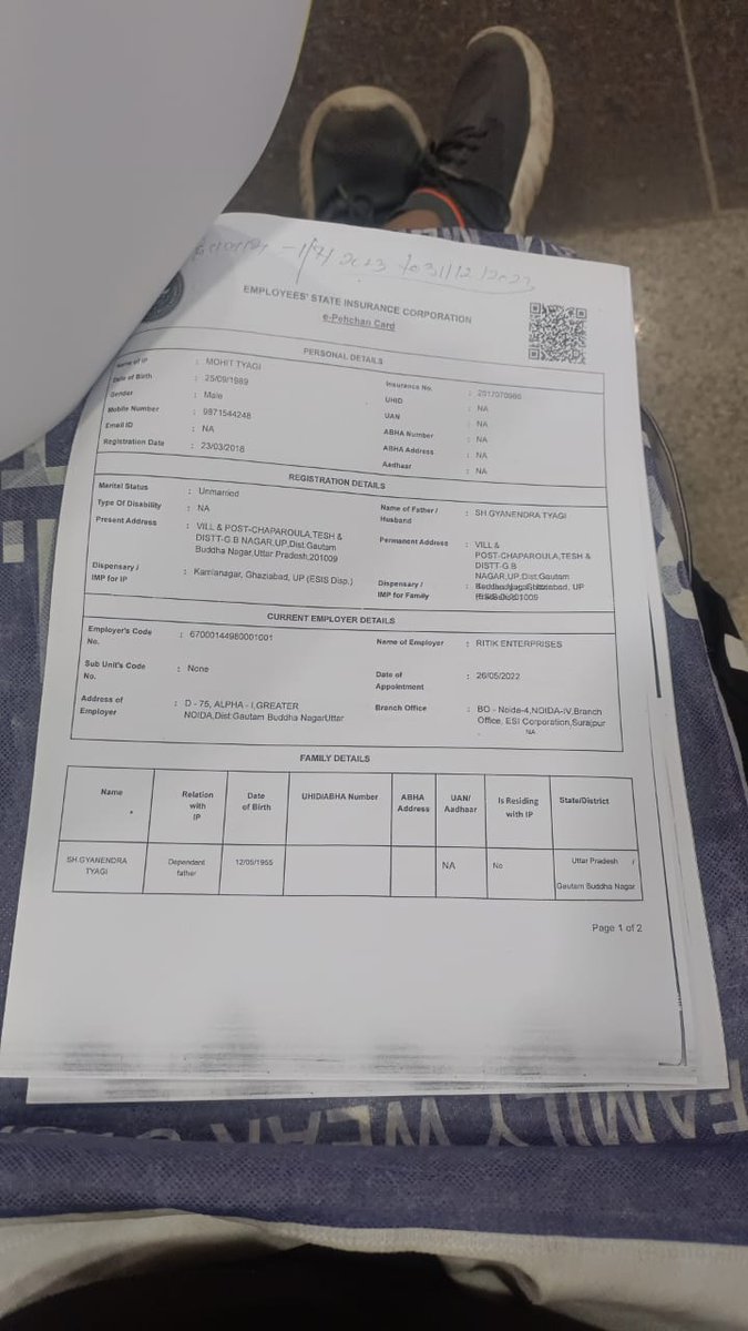 Deepakyadav8104's tweet photo. Deep concern and disappointment regarding the significant delay experienced by patients in @EsicmchF, as the scheduled CT scan appointment after 2 months. Please investigate and consider the urgency of my situation. @MoHFW_INDIA @PMOIndia @mansukhmandviya https://t.co/je8erGpTL1