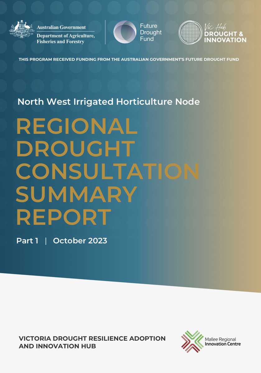 The Centre is pleased to share we’re launching our Regional Drought Consultation Report. 

Thank you to all the organisations &amp; individuals who contributed. Join us to find out more on Thurs 2 Nov at 11.30am. Bookings are essential -  go.unimelb.edu.au/wu9s