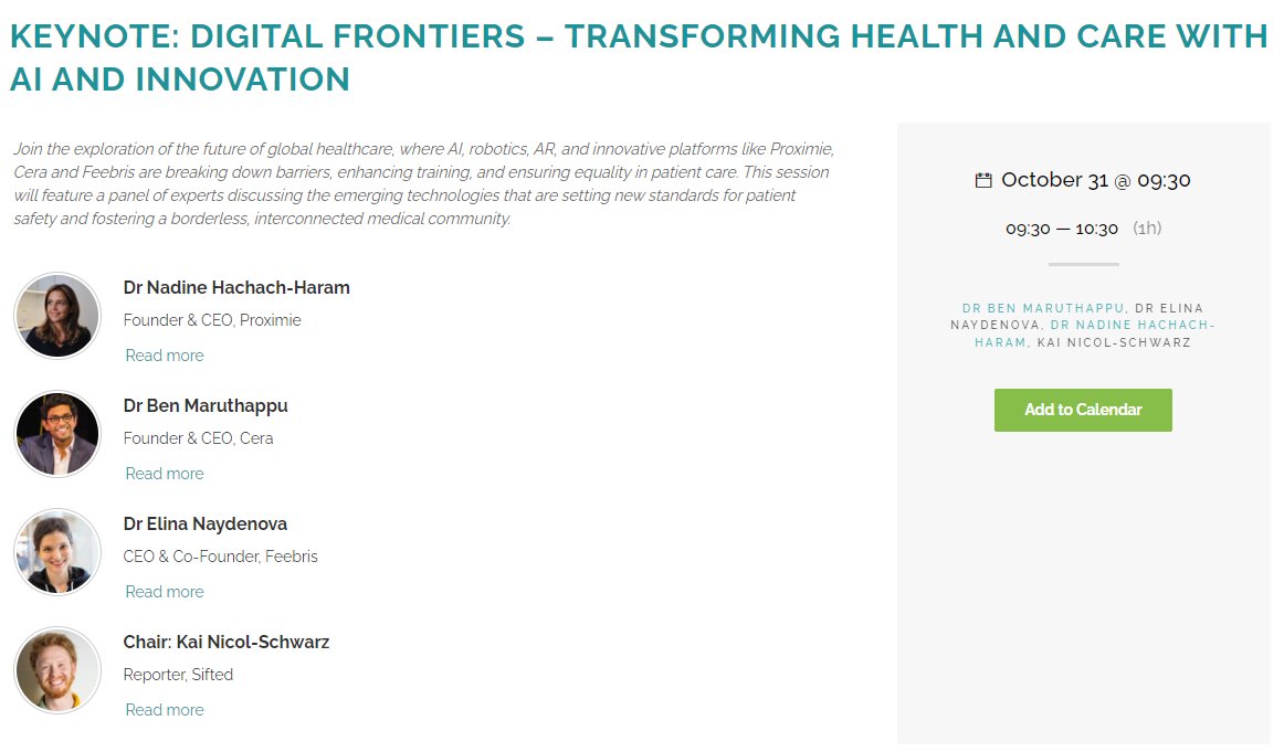 📣10 Minutes to go! 

Keynote session on the AI and Analytics stage with @DrNadineHH, @Proximie, Dr Ben Maruthappu, @cera_care, Dr Elina Naydenova, @feebris

See you soon! 👋 #AIDATA23