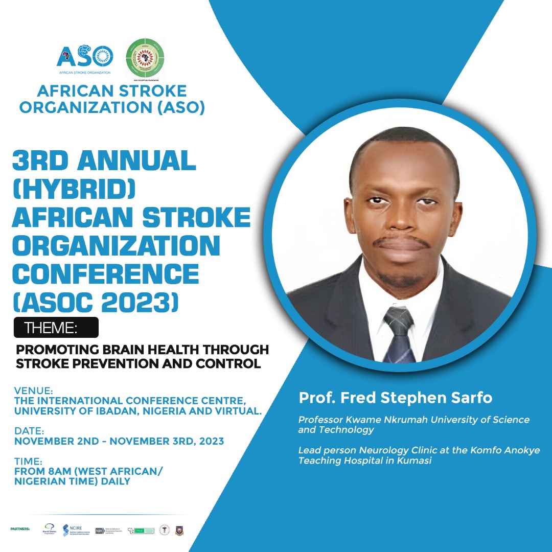 AfricanStroke's tweet photo. 📢 #ASOC23 REGISTER TO ATTEND 
Speakers:
✔️Prof.Fred Stephen Sarfo , @KNUSTGH
✔️Dr. Tarun Dua @WHO
✔️ Dr. Lioutas Vasileios

Registration here
Starting from  2-3 Nov https://t.co/nfYmM95jYd
For ASO membership contact: africanstrokeorg@gmail.com
@DrTedros @WHOAFRO @WorldStrokeOrg https://t.co/z7y83VINz7