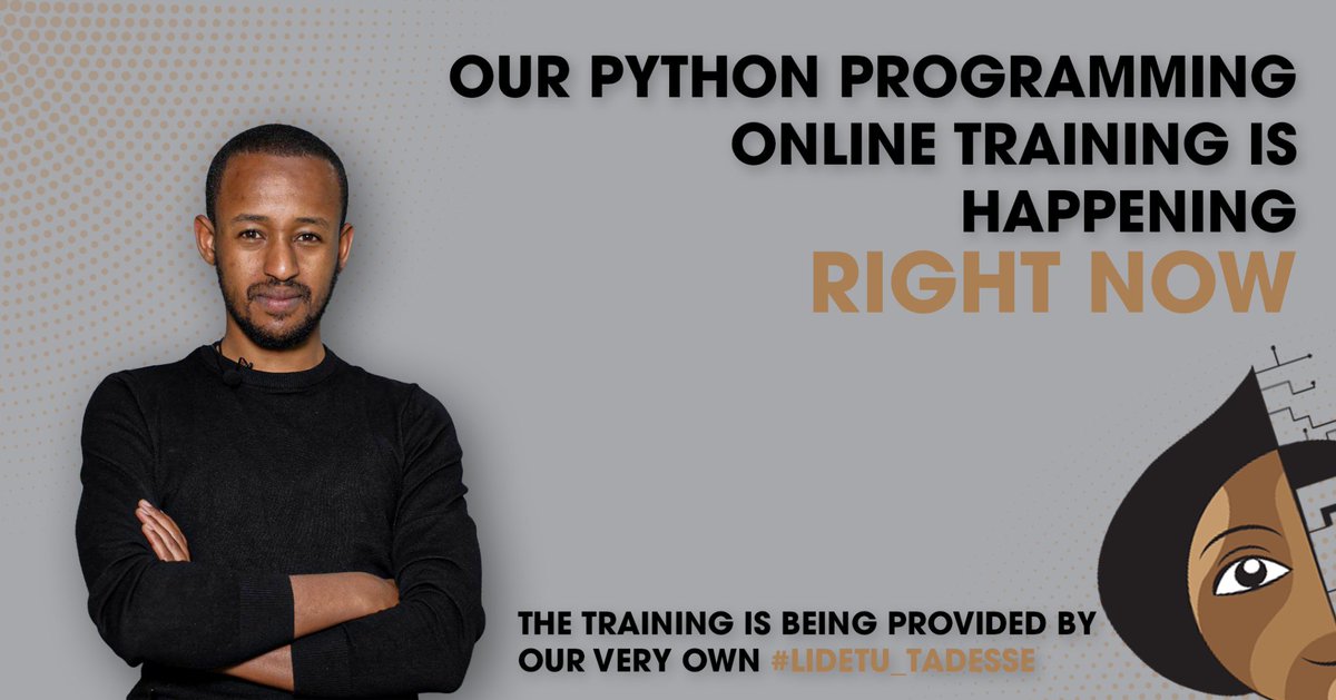 Our python programming online training is happening right now. The training is being provided by our very own #Lidetu_Tadesse

follow #4KLabs here: linktr.ee/4klabs4k

#Python #PythonTraining #4K_Labs #AAU #AddisAbabaUniversity #CNCS #Computer_Science #AI #Robotics #Things