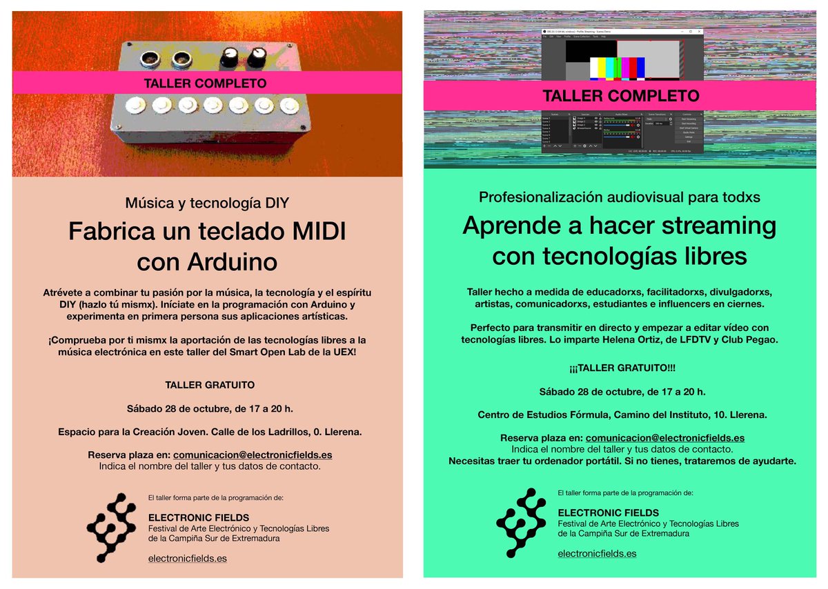 Los #talleres <a href="/EFields_Fest/">Electronic Fields Festival</a> ha sido un éxito. #TecnologíasLibres #DIY en la #CampiñaSur de #Extremadura. ¿Qué más se puede pedir? ⭐️⭐️⭐️⭐️⭐️