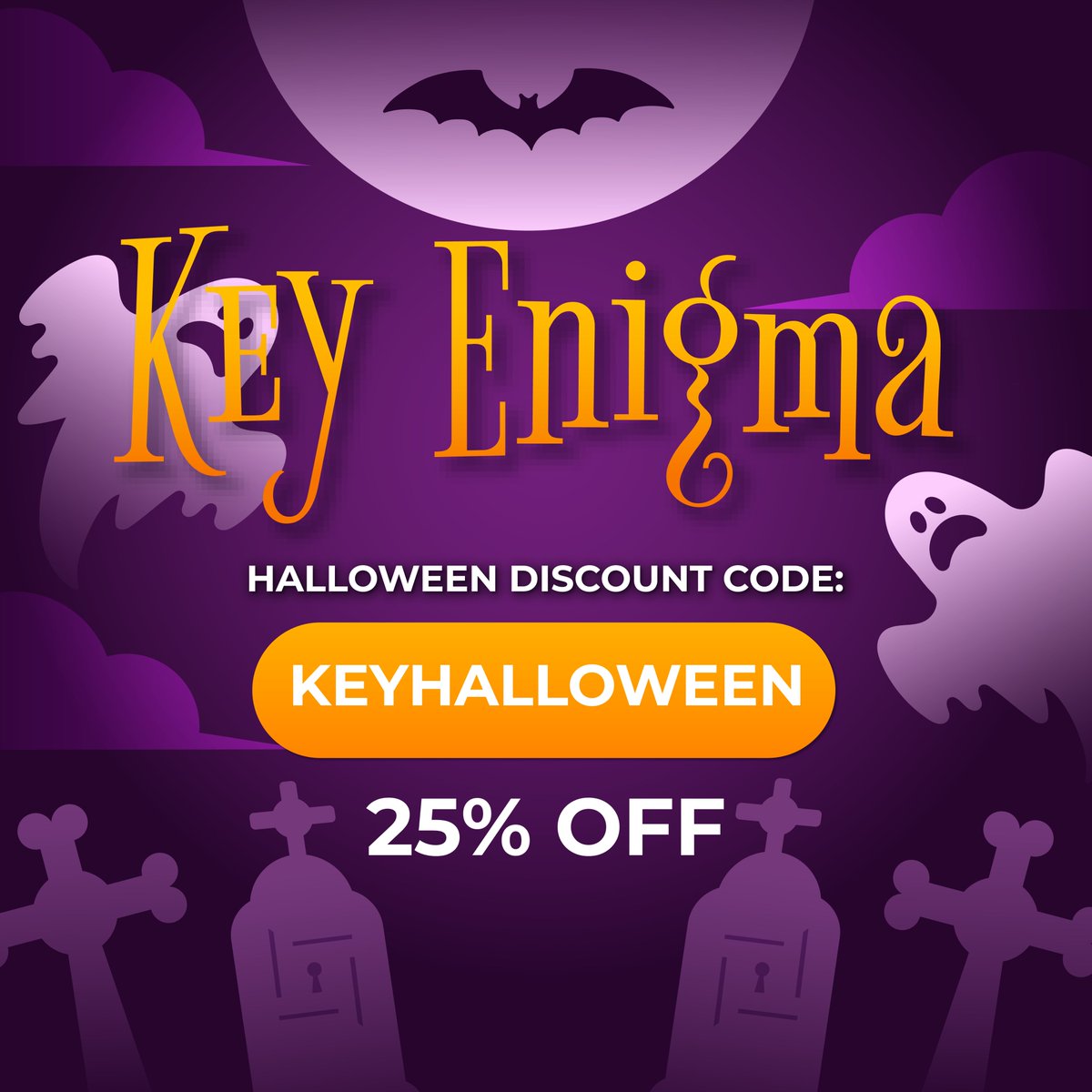 #Trick or #Escape! 👻 There are many #mysteries to solve on the terrifying night of #Halloween🎃 If you are brave enough to face them... all Key Enigma cases have a 25% off🎟️with the code: KEYHALLOWEEN