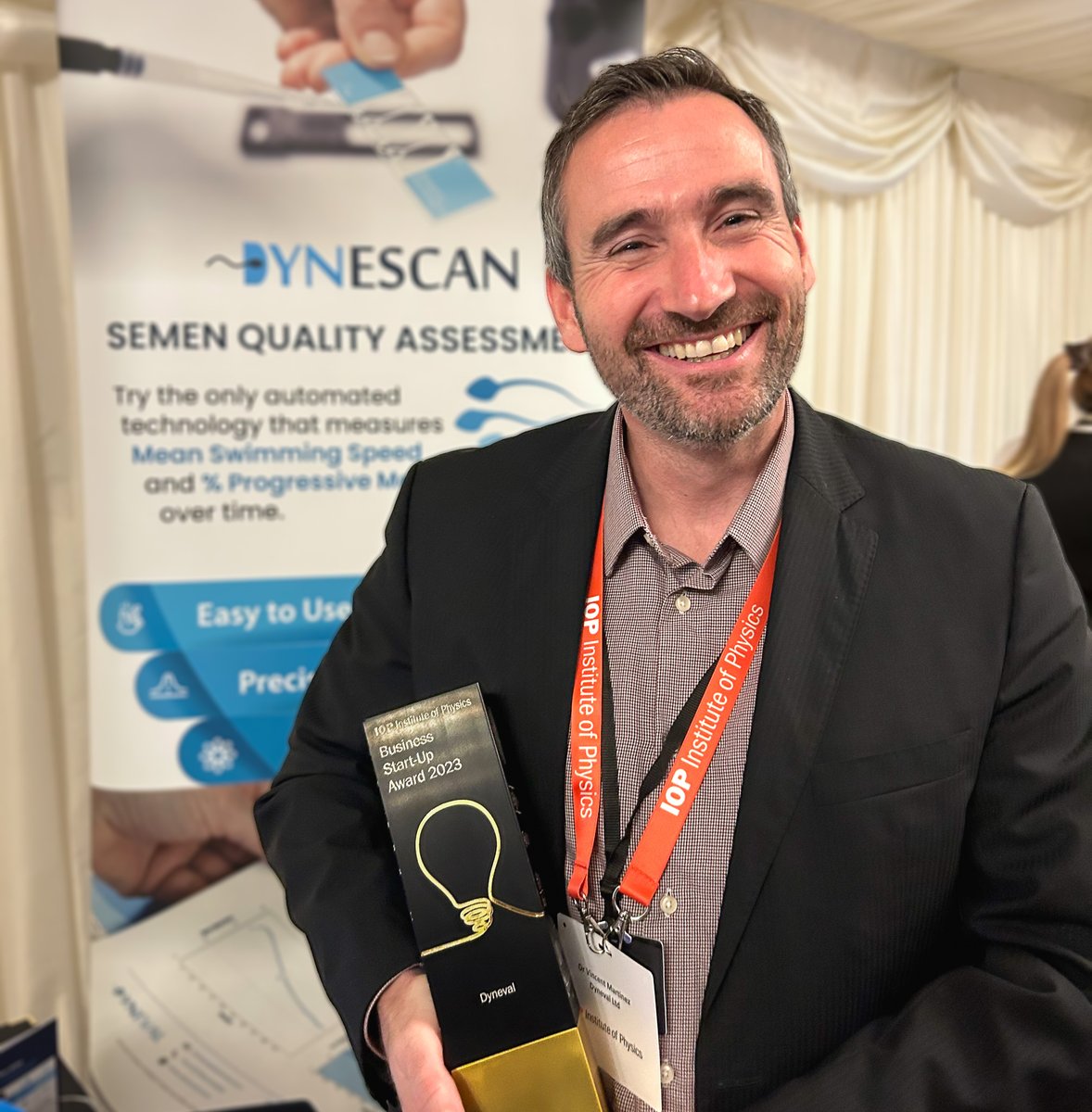 The Dyneval is thrilled to receive the #IOPAwards23 Start-Up #award recognising our progress in creating an impactful product measuring #semenquality to help #livestock #farmers improve food security while reducing methane emissions. Thank you for this distinguished recognition