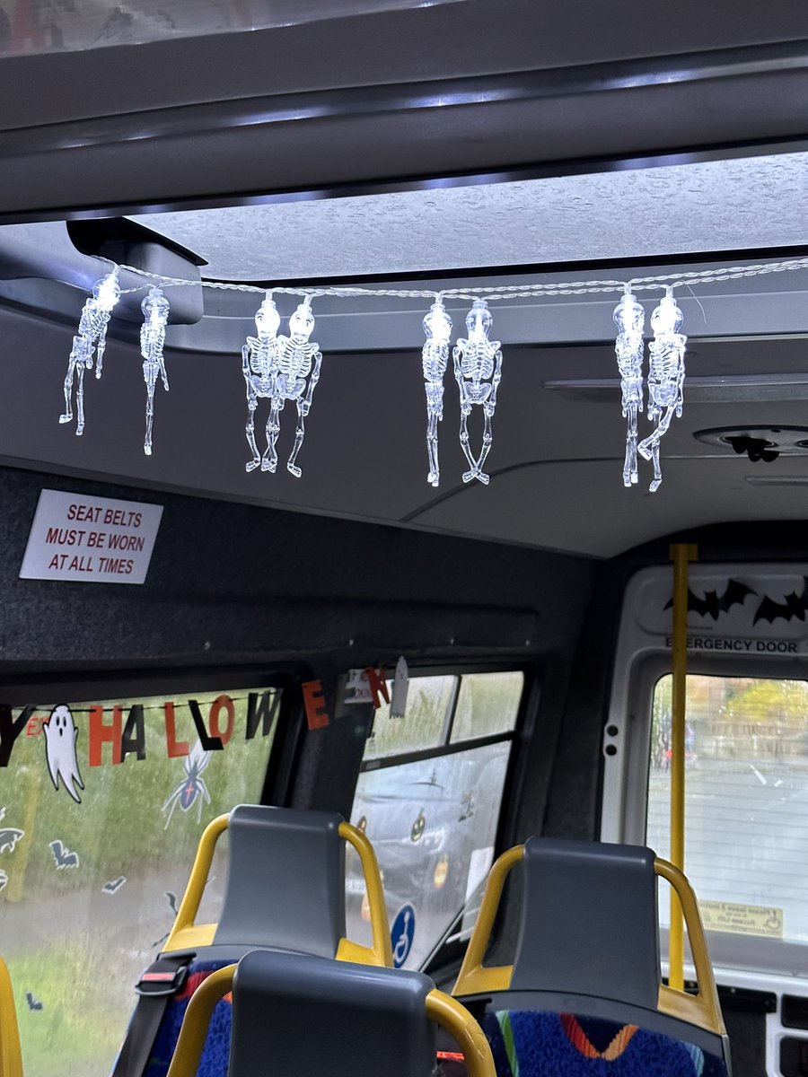Piltonequality's tweet photo. Happy Halloween! 

To celebrate spooky season, our staff driver Chris has decked out his PEP minibus with Halloween decorations! 

From all of us at PEP: have a spooky time 👻 🧙‍♀️ https://t.co/Ry2Q0K6JGy