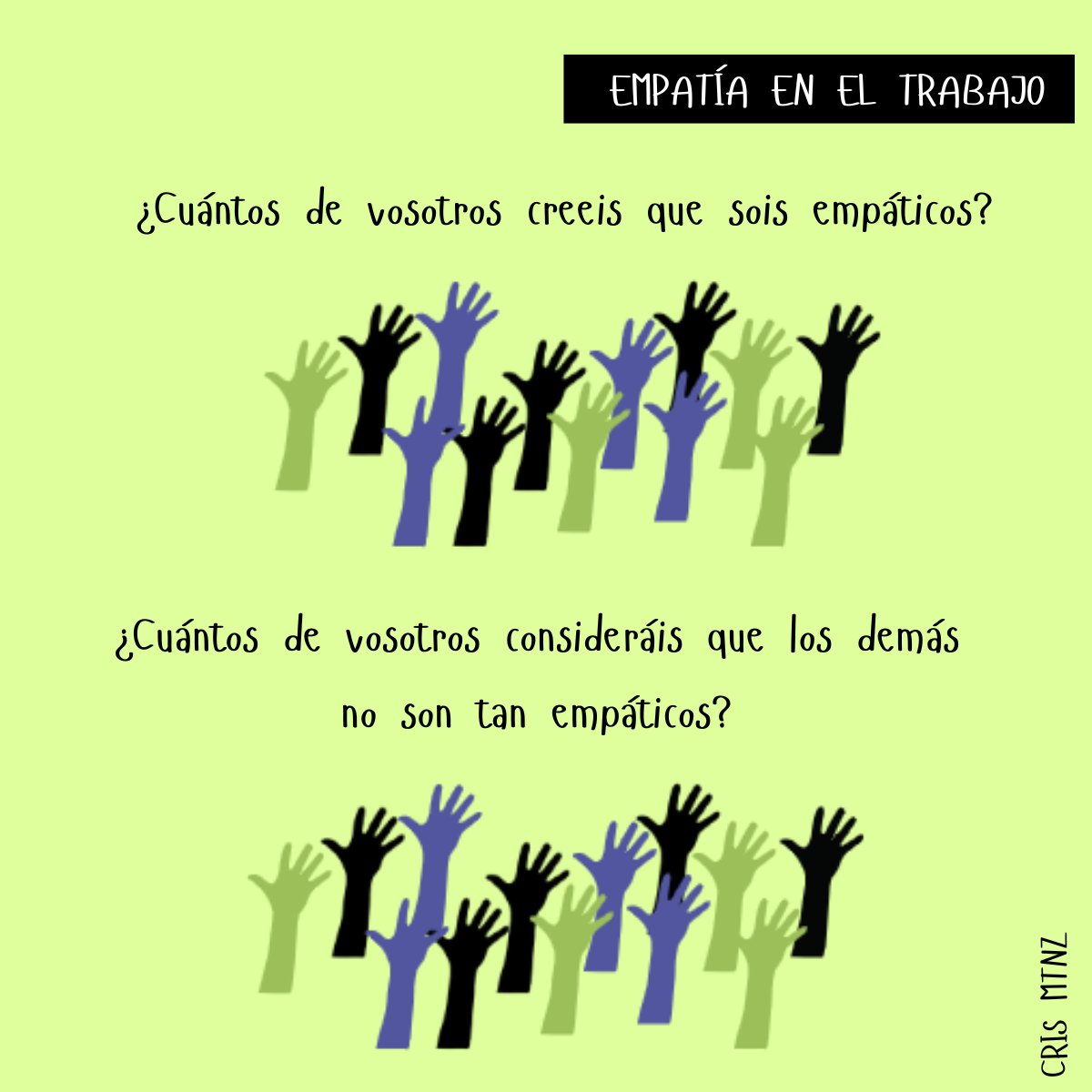 La falta de empatía afecta negativamente a la #colaboración y el #bienestar en una organización. Solemos pensar que nosotros ya somos suficientemente empáticos y que son los demás los que tienen que mejorar... 

#OrganizacionesEmocionalmenteInteligentes