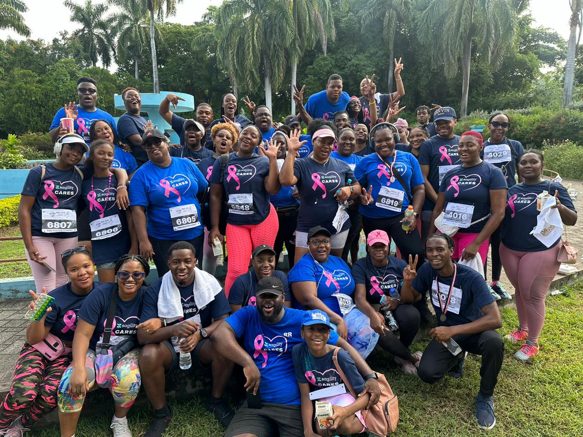 SagilityHealth's tweet photo. In a show of unity and purpose, around 170 of our people in #Jamaica joined the annual ICWI Pink Run/Walk 5k.
#Sagility #WeAreSagility #SOARWithSagility #BreastCancerAwareness #ICWIPinkRunWalk #SagilityJamaica https://t.co/I5uGeS2svx