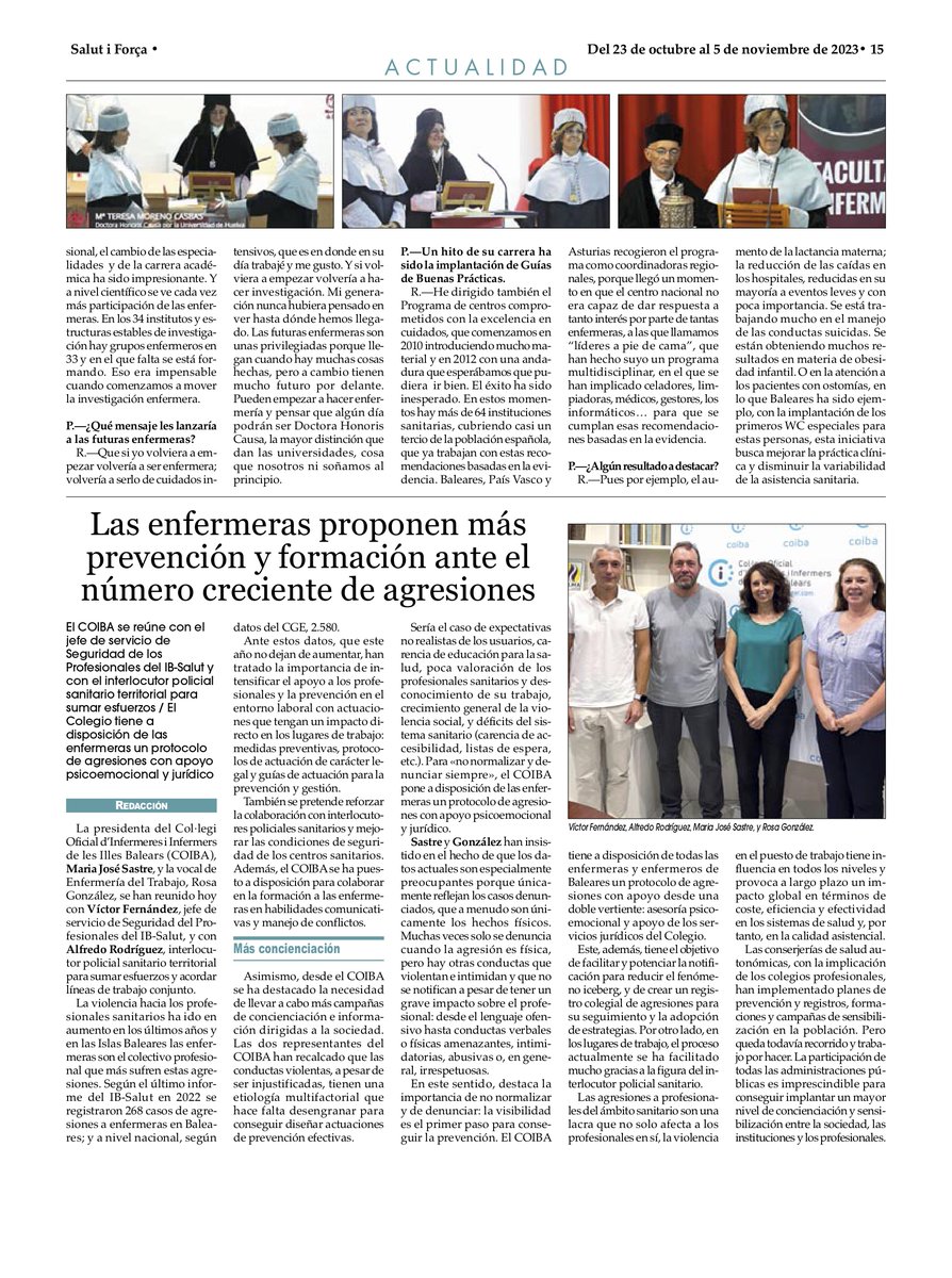 Investén-isciii (@investenisciii) on Twitter photo 🆕La revista #SalutiForça ha publicado una entrevista a Mayte Moreno tras su reconocimiento como Dra Honoris Causa por la <a href="/UniHuelva/">Universidad de Huelva</a> el pasado 15 de sept. ¡Gracias! 🙌
"Si volviera a empezar, volvería a ser enfermera, a trabajar en cuidados intensivos y a dedicarme a investigar" 🆕La revista #SalutiForça ha publicado una entrevista a Mayte Moreno tras su reconocimiento como Dra Honoris Causa por la <a href="/UniHuelva/">Universidad de Huelva</a> el pasado 15 de sept. ¡Gracias! 🙌
"Si volviera a empezar, volvería a ser enfermera, a trabajar en cuidados intensivos y a dedicarme a investigar"