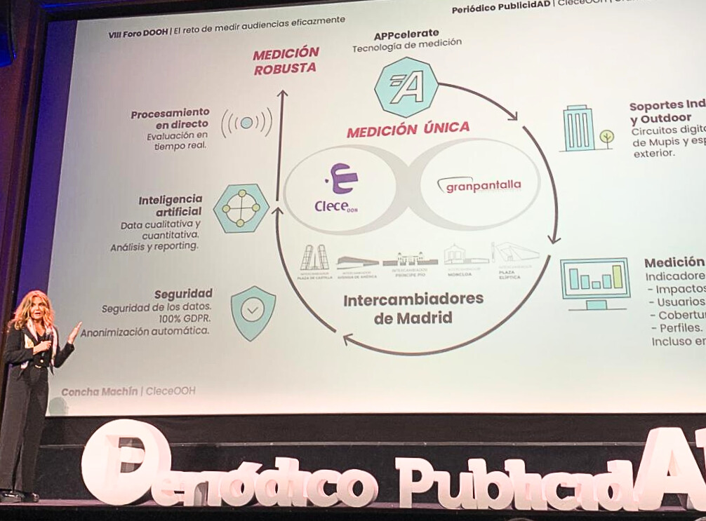 CleceOOH's tweet photo. 🎙️¡Participamos hoy en el #ForoDOOH! Concha Machín Fernández de la Puente, gerente de @CleceOOH, explica cómo la innovación permite actualmente conocer métricas detalladas sobre las audiencias en el Medio Exterior.
🚍🚇🚆En los intercambiadores de transporte de Madrid, de los que gestionamos la #PublicidadExterior en Plaza de Castilla, Príncipe Pío y Avenida de América, unimos la medición de KPIs con tecnología @Appcelerate_AI, la seguridad de los datos 100% GDPR Compliance, el análisis de datos con #AI y la obtención de informes de alto valor para los #anunciantes.
📈Además, garantizamos una medición única en el entorno intercambiadores, conjuntamente con @GranPantalla_PE. ¿Cómo lo hacemos?
✅Medición Outdoor e Indoor
✅Medición en los 5 intercambiadores de #Madrid
Si la publicidad #DOOH se ha caracterizado históricamente por su mayor impacto y recuerdo de marca, ahora le unimos la #medición precisa y, con ella, la #segmentación por días y franjas horarias.
👉🏼¡Conoce más en https://t.co/uUS6SQ3O0V!
#Publicidad #Campañas #Marketing #Marcas #UrbanLed #MarketingExterior #TransportePúblico #Intercambiadores #DondeSeMueveMadrid
