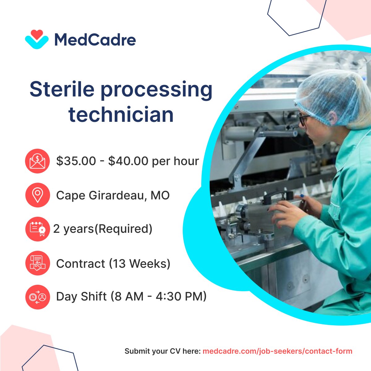 Med_Cadre's tweet image. 🏥 Join Our Team as a Sterile Processing Technician 

✅Apply now and submit your CV here: bit.ly/medcadre
✅For more information: lnkd.in/g5E5VKYP

#HealthcareJobs #SterileProcessingTechnician #CapeGirardeau #NurseStaffing #medcadre #nursejobs
