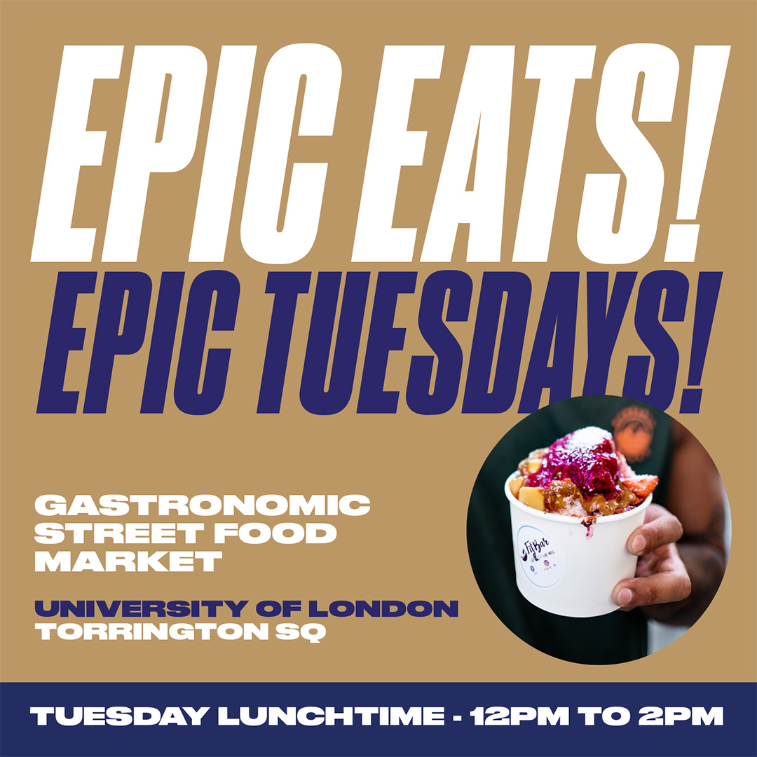 🍕🍣🥘 Today at University Of London Street Food Market today. Join us for a gastronomic celebration! Every Tuesday @ Torrington Sq.🍕🍣🥘 #EpicEats#universityoflondon