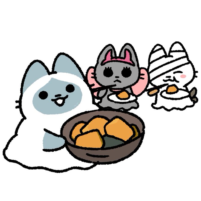 すけろく「ハッピーハロウィン!かぼちゃの煮物だぞ!」 ミミ(うまいんだけど、なんかこれじゃないんだよなあ…)  #練物庵