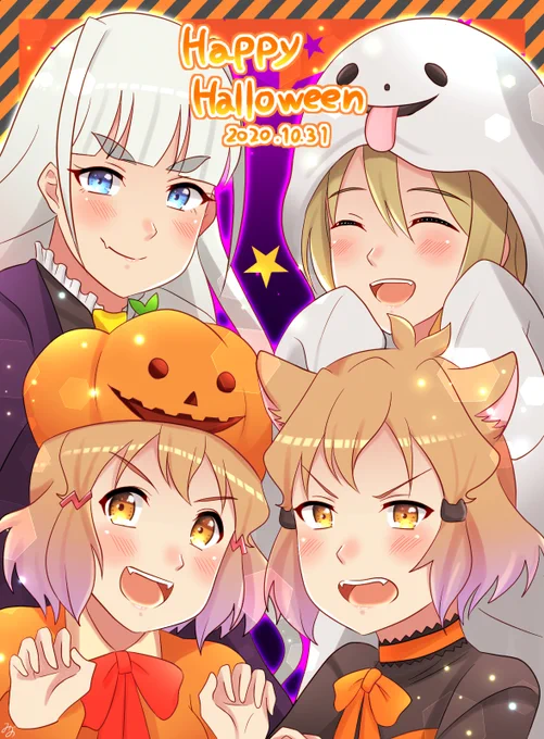 3年前のハロウィン絵ですがお気に入りなので再掲です🎃🦇👻🍬(ひびサン、ヒビスタ) #シンフォギア #symphogear