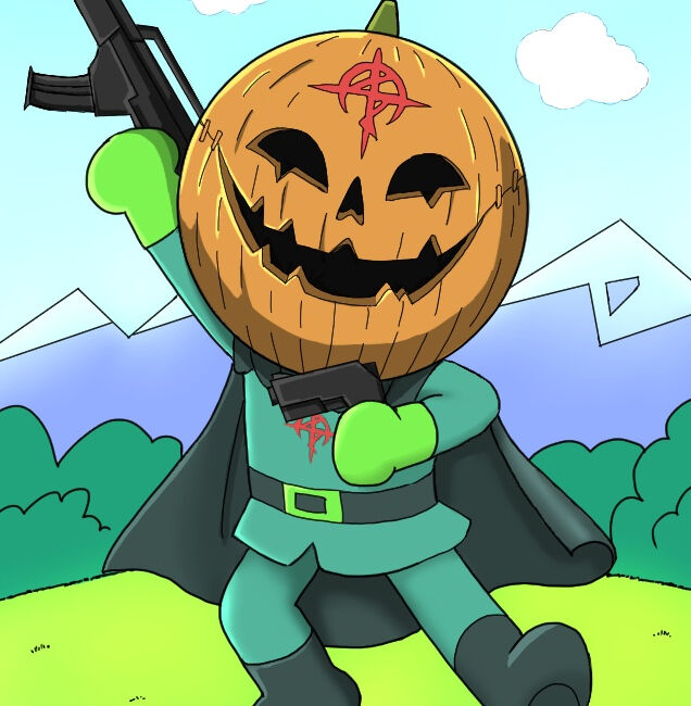 weapon gun jack-o'-lantern halloween solo cape holding weapon  illustration images