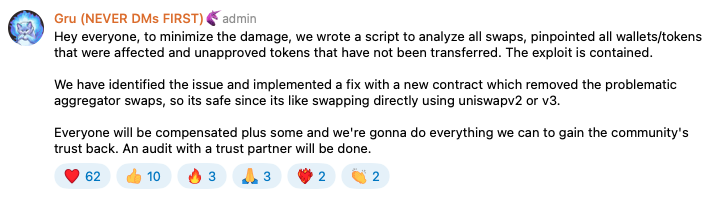 "Problematic aggregator swaps" - this is implying that it was not your fault. Can we have the list of these swaps <a href="/TeamUnibot/">Unibot</a>?

$unibot #unibot