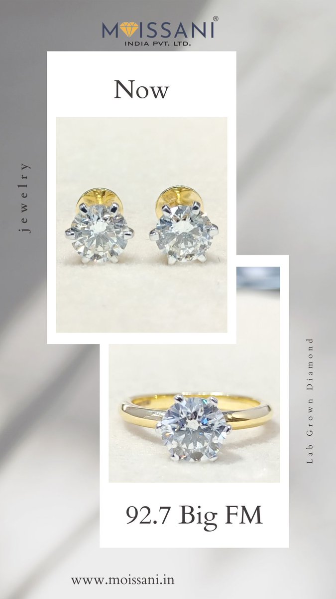 DiamondsMoiss's tweet image. Lab-grown diamonds redefine elegance and sustainability. Join the sparkling revolution with 92.7 Big FM Moissani India. #ShineBright #EthicalElegance #LabGrownLuxury #FutureOfDiamonds"