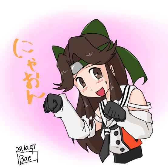 jintsuu (kancolle) 1girl solo brown hair long hair brown eyes gloves dated  illustration images