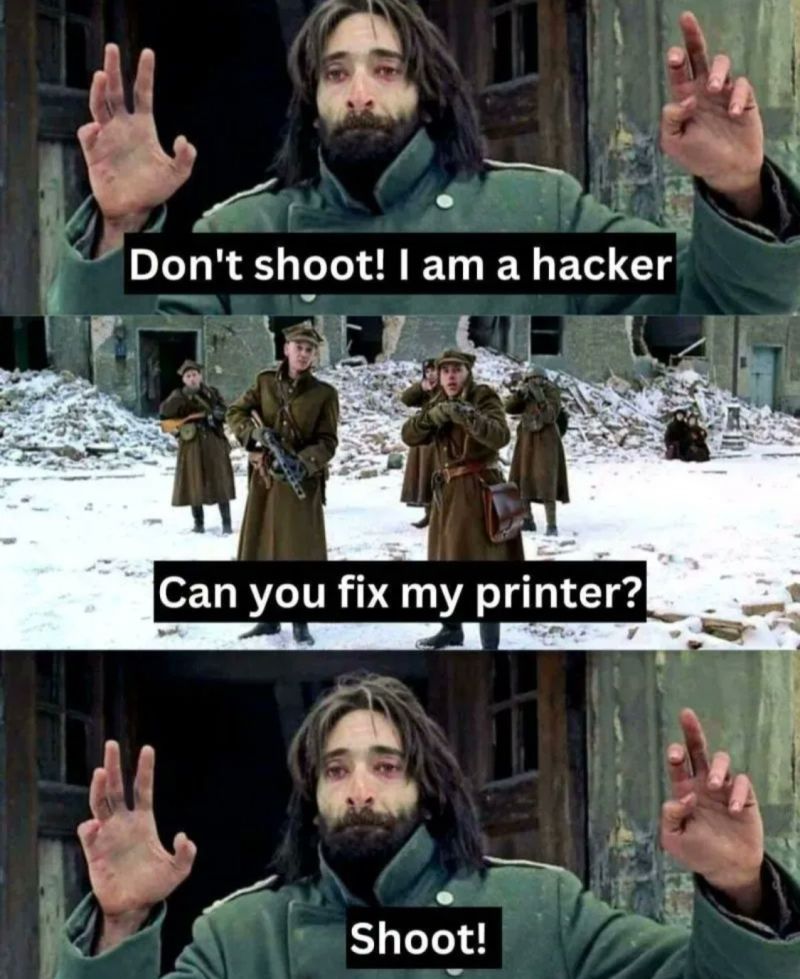 TheRealMaster_K's tweet image. When IT Problems Get Real🖨️🚫🔫💻#ITProblems #Hacked #PrinterWoes