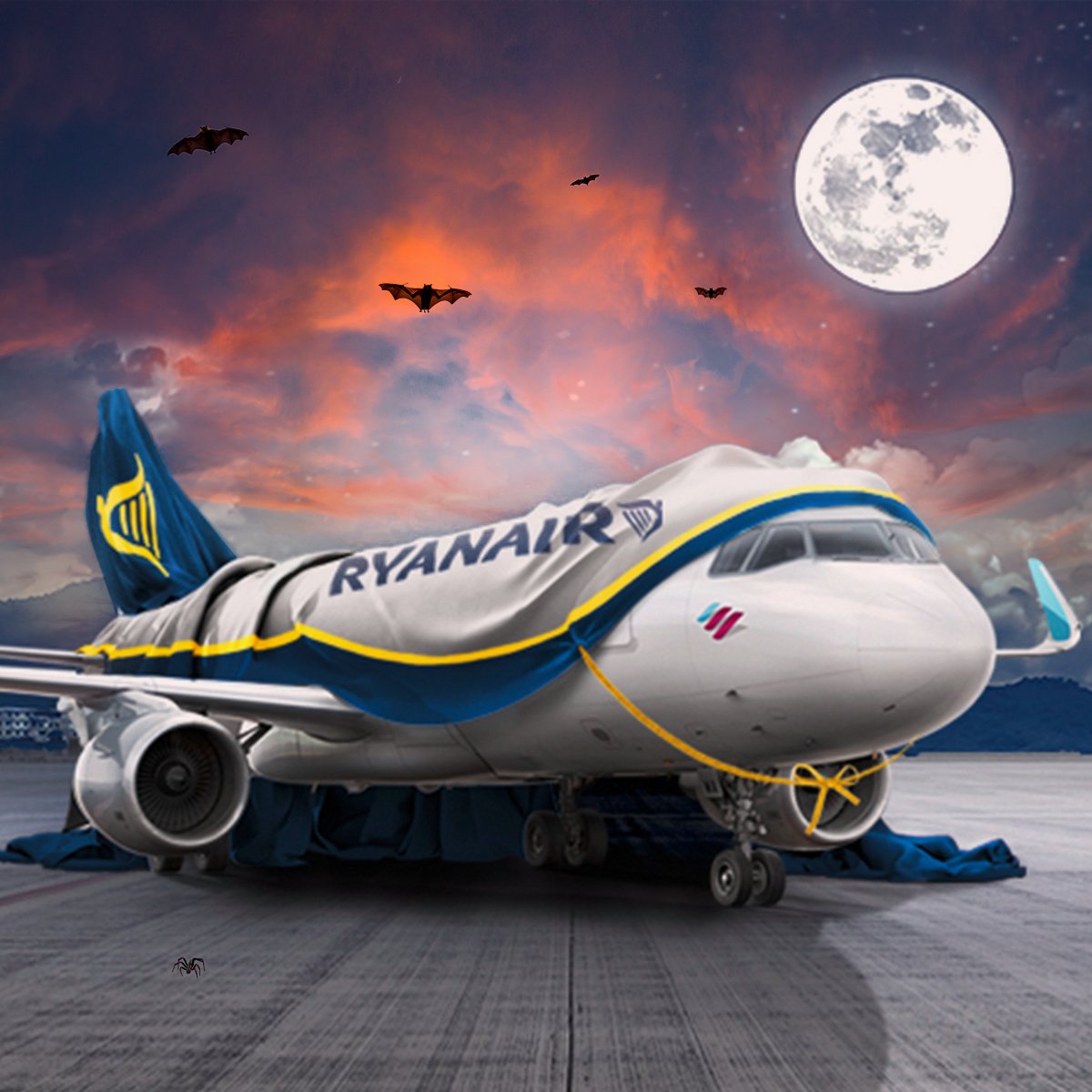 eurowings's tweet photo. We really did have other ideas for this year, but in the end this one is still our best shot. 👻🎃👹🦇 #periodt #sorrynotsorry https://t.co/gP1p5oyJGL