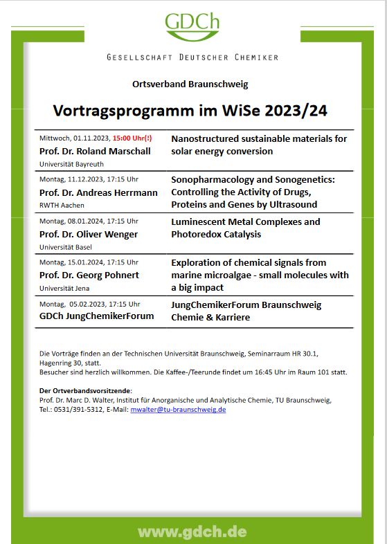 Tomorrow, Roland will present our results @tuBraunschweig  within the @GDCh_aktuell  Colloquium. The Colloquium will start at 15 o´clock. Looking forward to meeting you there!