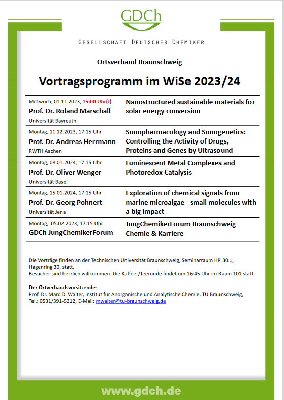 Tomorrow, Roland will present our results <a href="/tuBraunschweig/">TU Braunschweig</a>  within the <a href="/GDCh_aktuell/">GDCh</a>  Colloquium. The Colloquium will start at 15 o´clock. Looking forward to meeting you there!