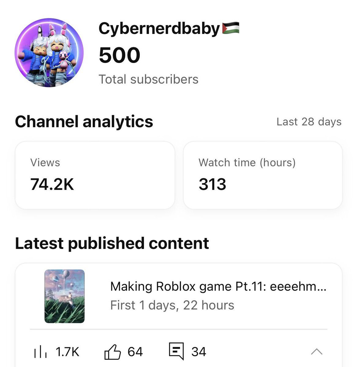 500 subscribers on our YouTube channel in less than 1 month 😙 youtube.com/@cybernerdbaby…