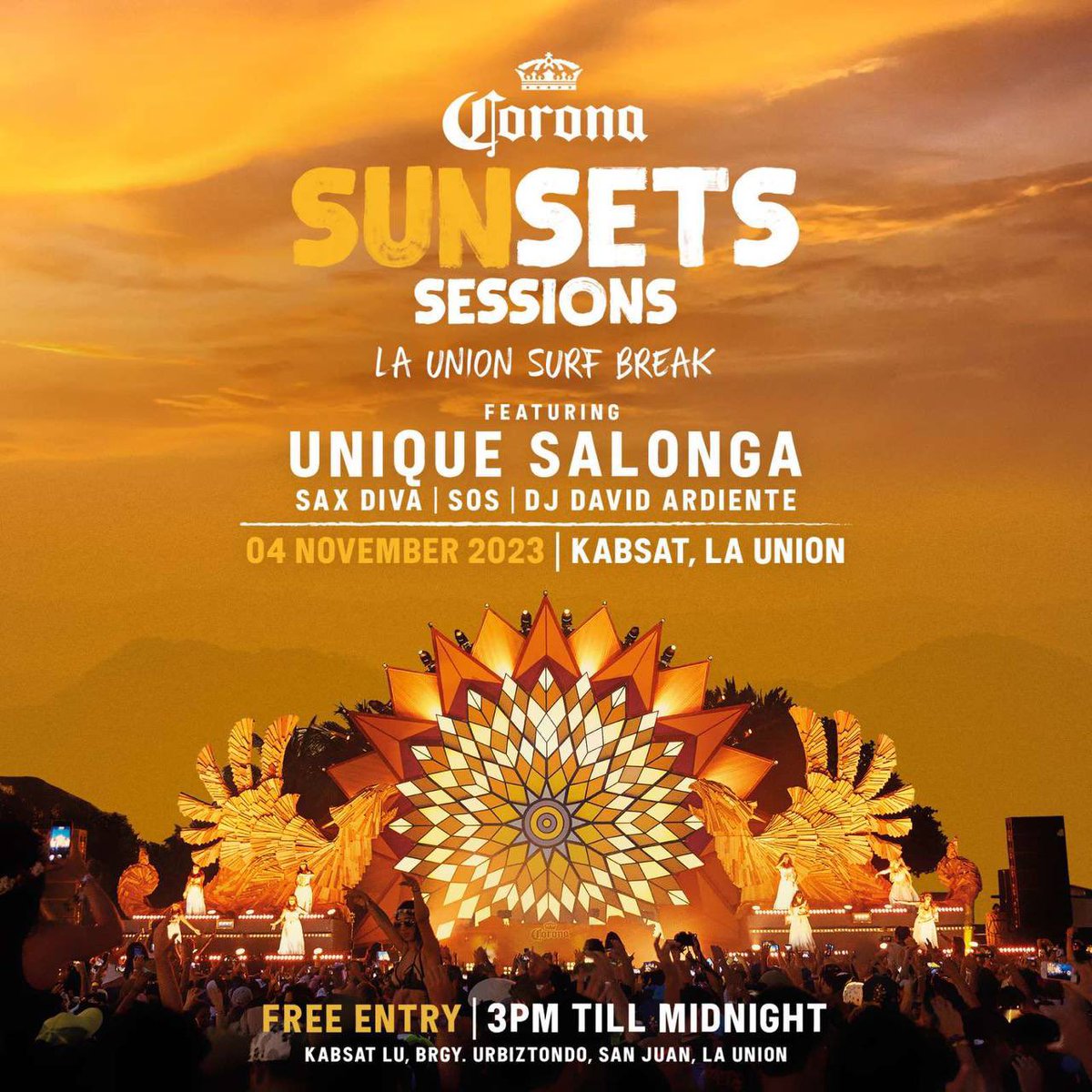 Catch .@uniquesalongaph’s performance
on Corona Sunsets Session event at Kabsat, La Union! 🌅✨

Happening this Saturday-Nov. 4, 4PM Saturday.  FREE ENTRY! 😱

#CoronaSunsetsSessions #Corona #ThisIsLiving