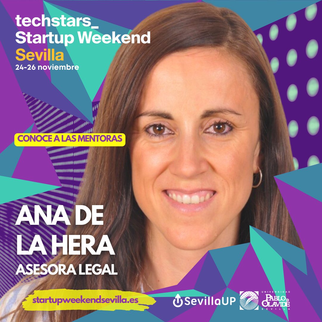 ¿Conoces a Ana de la Hera? Es #Asesora #Legal de empresas y startups y formará parte del increíble equipo que mentorizará durante el próximo #StartupWeekend #Sevilla. Si ya tienes tu entrada, puedes buscarla en Linkedin, sino... ¿a qué esperas? StartupWeekendSevilla.es